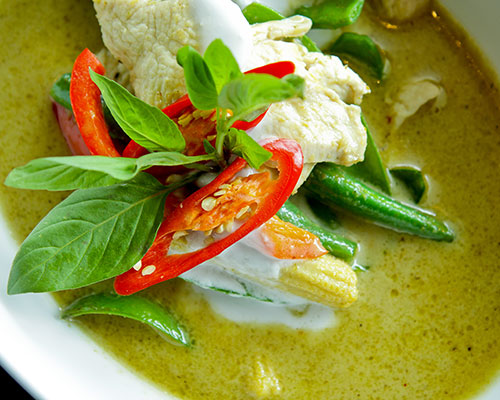 green curry with basil leaves